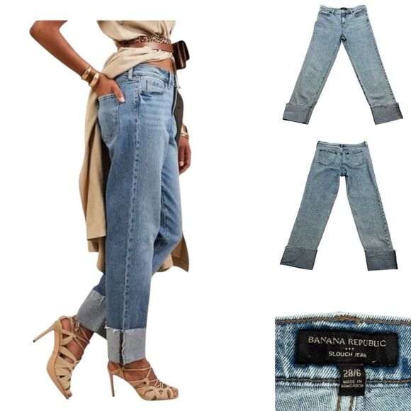 Banana Republic Denim - Banana Republic Slouch Cuffed Jean Cuffed Light Stone Cropped Sz. 28/6